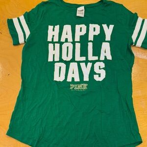 PINK Victoria's Secret Festive Green Tee